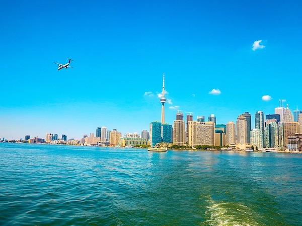 Airplane above Toronto, Canada