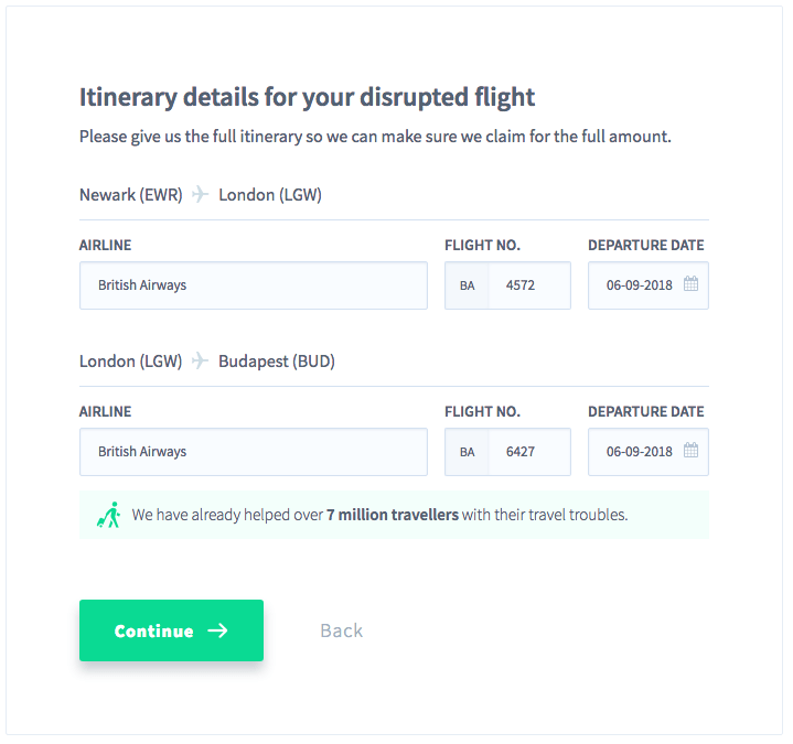 Fill in the details of your flight itinerary