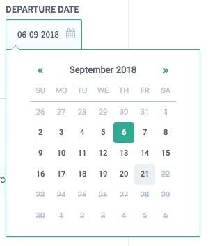 calendar to select your flight departure date