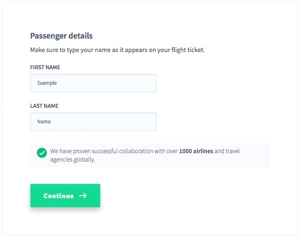 fields for passenger first and last name