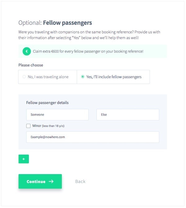 assignment form for fellow passenger airhelp