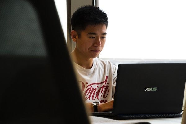 Man working on laptop