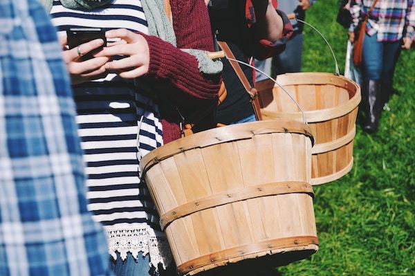 people carrying baskets