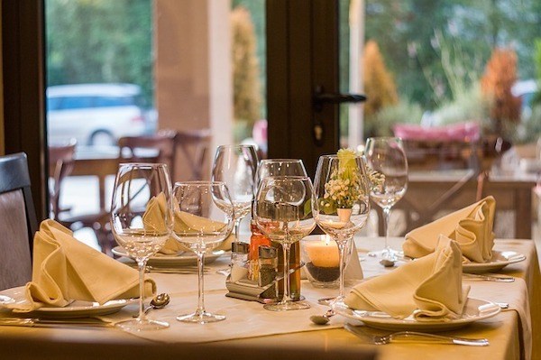 Wine glasses at restaurant