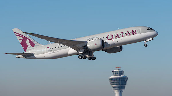 Qatar Airways airplane taking off